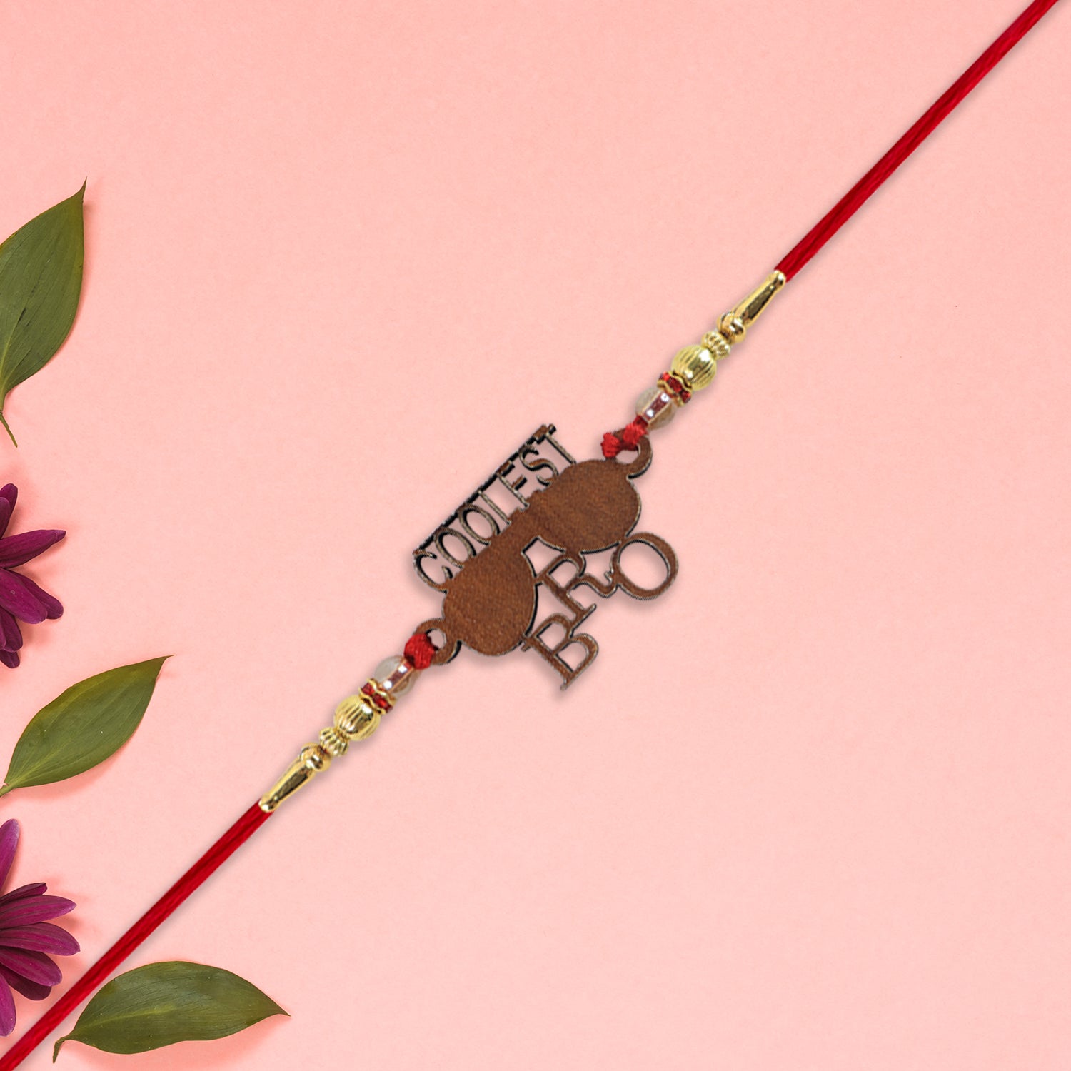 Trendy Wooden Rakhi For Brother  Coolest Bro Design With Sunglass Motif  Decorative Beads Trendy Wooden Rakhi For Brother  Coolest Bro Design With Sunglass Motif  Decorative Beads